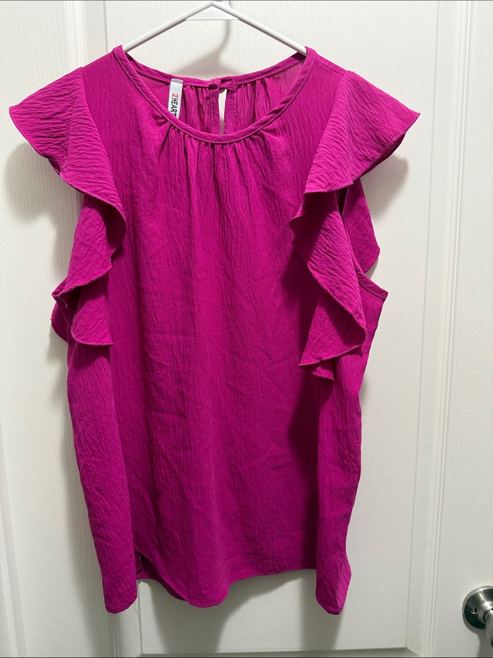 Magenta Ruffle Sleeve Top